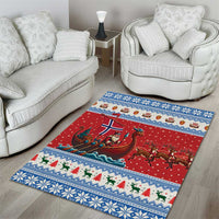 Norway Viking Santa Christmas Area Rug Funny Reindeer Norse Xmas - Wonder Print Shop