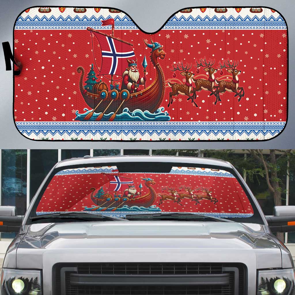 Norway Viking Santa Christmas Auto Sun Shade Funny Reindeer Norse Xmas - Wonder Print Shop