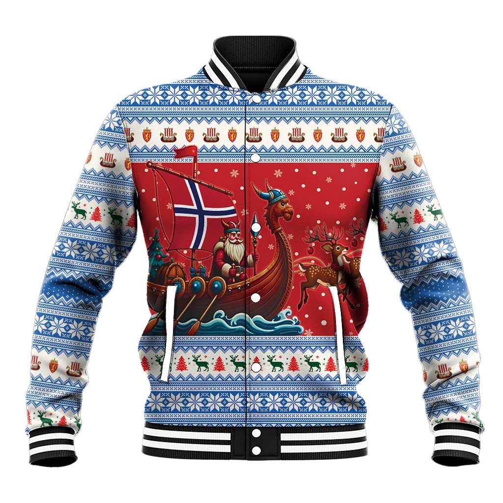 Norway Viking Santa Christmas Baseball Jacket Funny Reindeer Norse Xmas - Wonder Print Shop