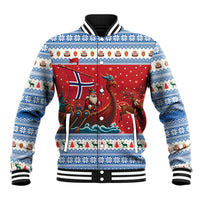 Norway Viking Santa Christmas Baseball Jacket Funny Reindeer Norse Xmas - Wonder Print Shop