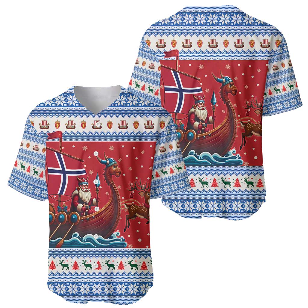 Norway Viking Santa Christmas Baseball Jersey Funny Reindeer Norse Xmas - Wonder Print Shop