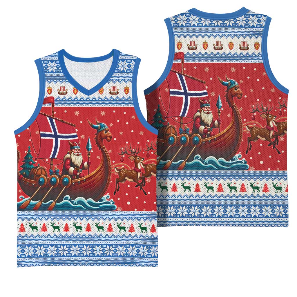 Norway Viking Santa Christmas Basketball Jersey Funny Reindeer Norse Xmas - Wonder Print Shop