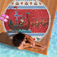 Norway Viking Santa Christmas Beach Blanket Funny Reindeer Norse Xmas - Wonder Print Shop