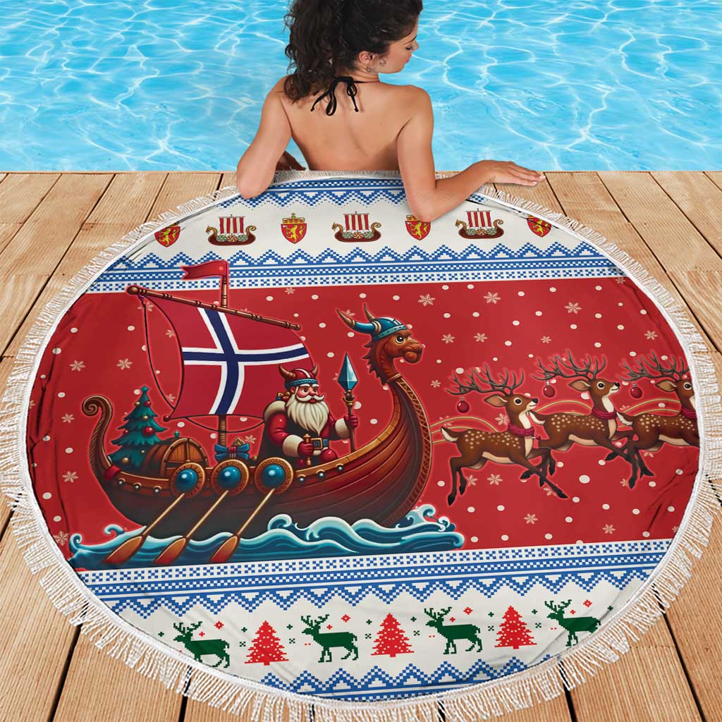 Norway Viking Santa Christmas Beach Blanket Funny Reindeer Norse Xmas - Wonder Print Shop