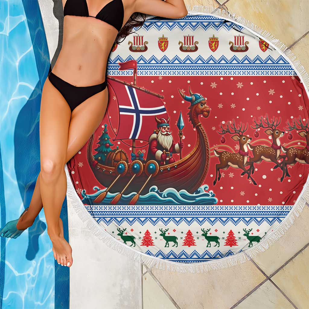 Norway Viking Santa Christmas Beach Blanket Funny Reindeer Norse Xmas - Wonder Print Shop