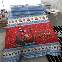 Norway Viking Santa Christmas Bedding Set Funny Reindeer Norse Xmas - Wonder Print Shop