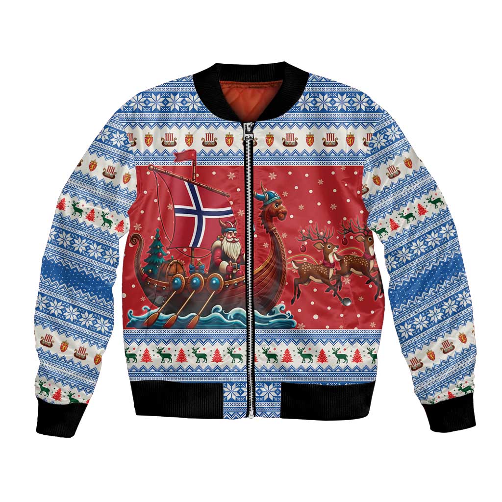 Norway Viking Santa Christmas Bomber Jacket Funny Reindeer Norse Xmas - Wonder Print Shop