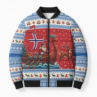 Norway Viking Santa Christmas Bomber Puffer Jacket Funny Reindeer Norse Xmas - Wonder Print Shop