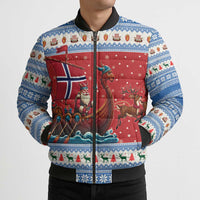 Norway Viking Santa Christmas Bomber Puffer Jacket Funny Reindeer Norse Xmas - Wonder Print Shop