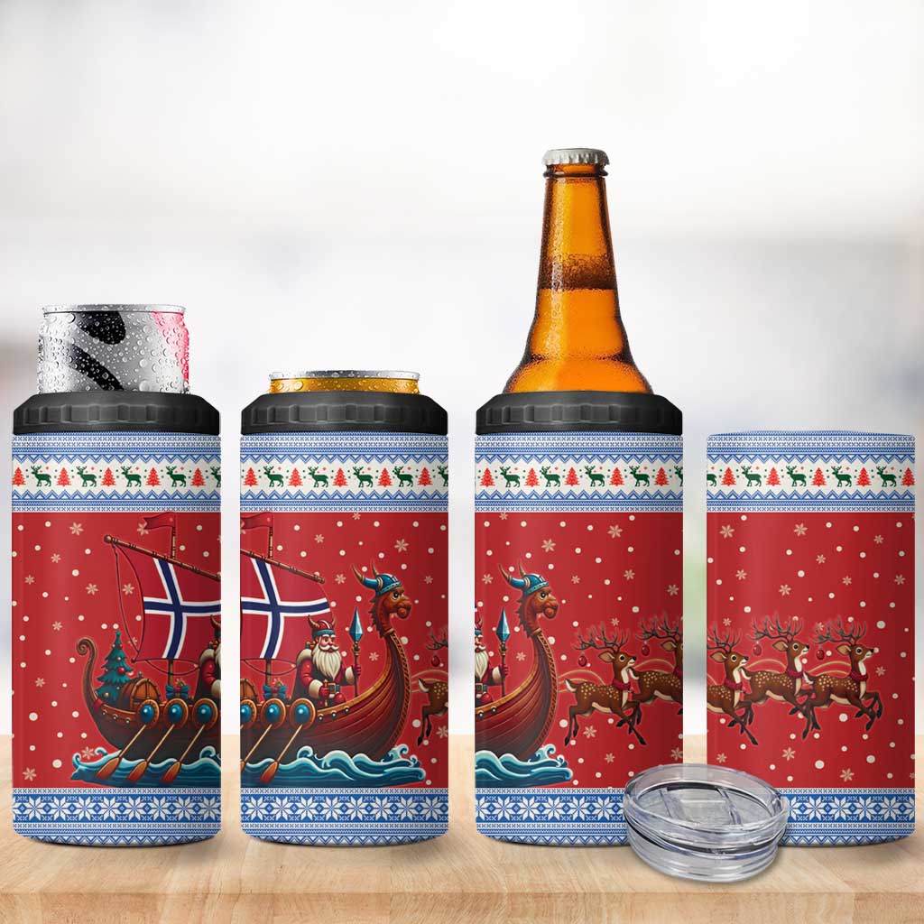 Norway Viking Santa Christmas 4 in 1 Can Cooler Tumbler Funny Reindeer Norse Xmas - Wonder Print Shop