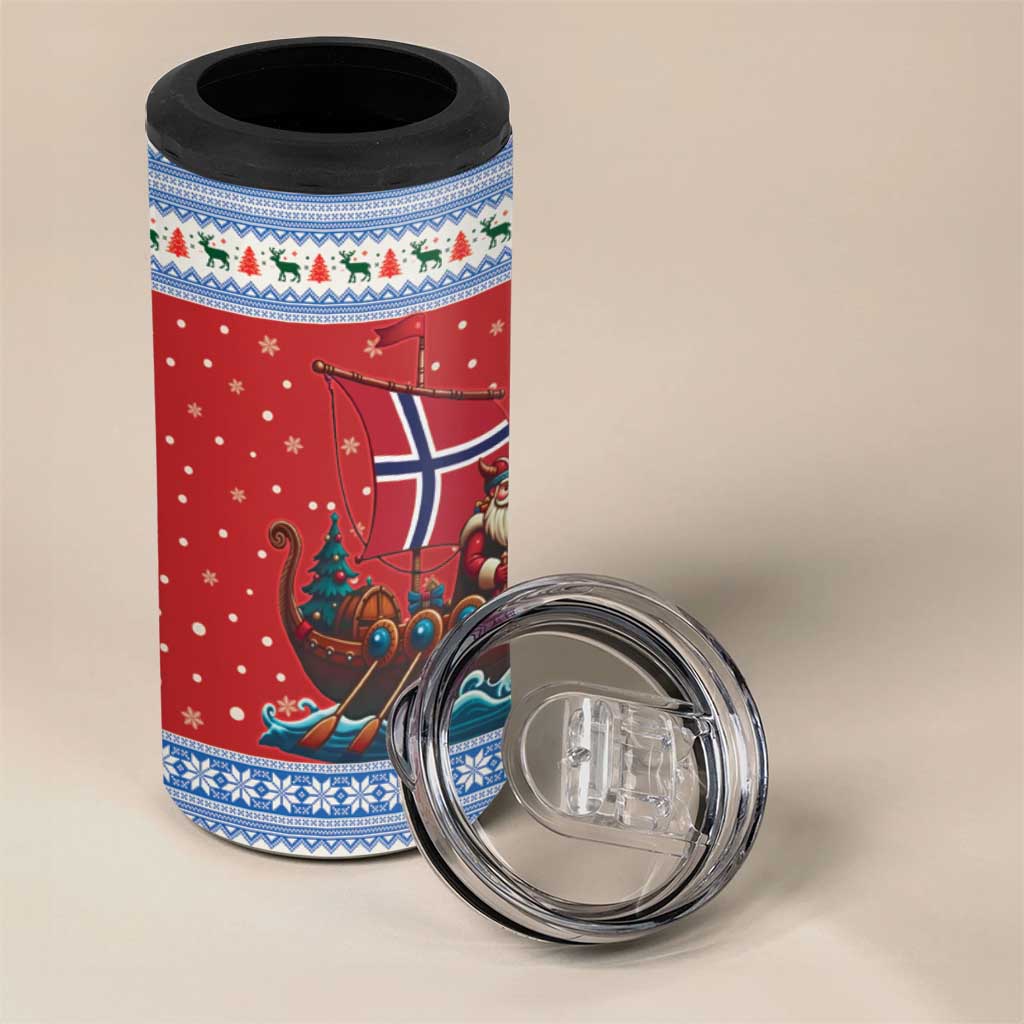 Norway Viking Santa Christmas 4 in 1 Can Cooler Tumbler Funny Reindeer Norse Xmas - Wonder Print Shop