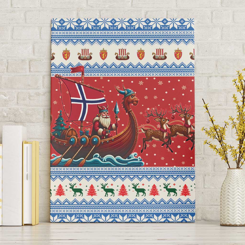 Norway Viking Santa Christmas Canvas Wall Art Funny Reindeer Norse Xmas - Wonder Print Shop