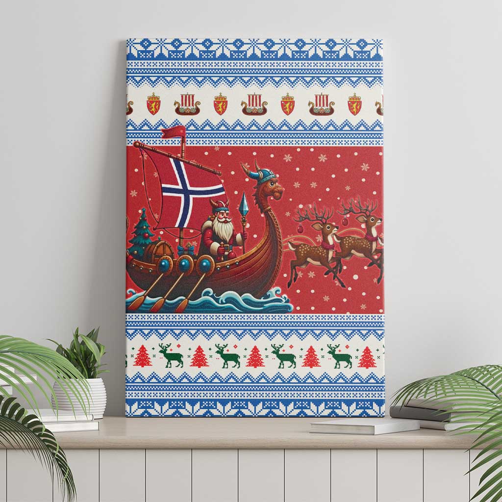 Norway Viking Santa Christmas Canvas Wall Art Funny Reindeer Norse Xmas - Wonder Print Shop