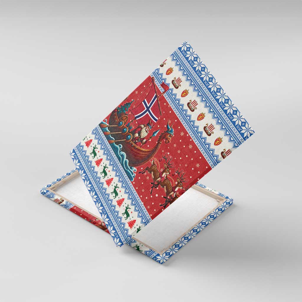 Norway Viking Santa Christmas Canvas Wall Art Funny Reindeer Norse Xmas - Wonder Print Shop