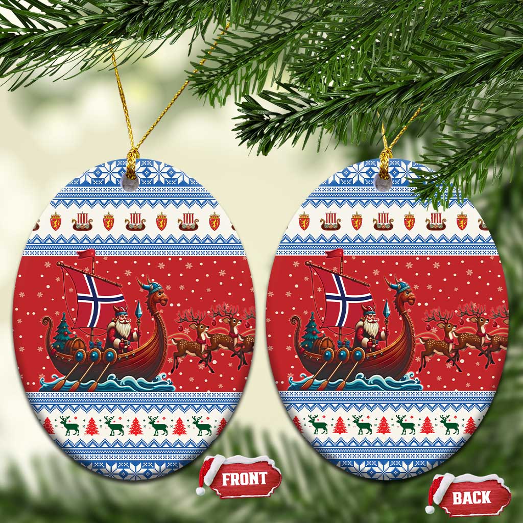 Norway Viking Santa Christmas Ceramic Ornament Funny Reindeer Norse Xmas - Wonder Print Shop