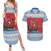 Norway Viking Santa Christmas Couples Matching Summer Maxi Dress and Hawaiian Shirt Funny Reindeer Norse Xmas - Wonder Print Shop