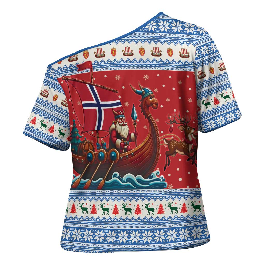 Norway Viking Santa Christmas Cross Shoulder Shirt Funny Reindeer Norse Xmas - Wonder Print Shop