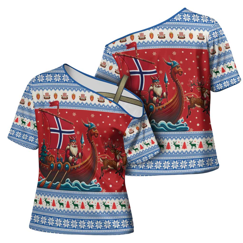 Norway Viking Santa Christmas Cross Shoulder Shirt Funny Reindeer Norse Xmas - Wonder Print Shop