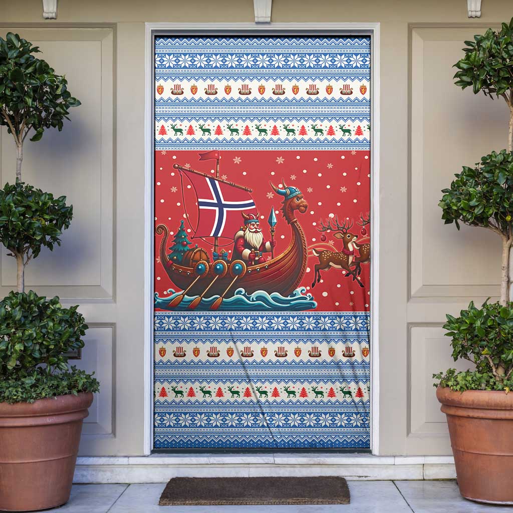 Norway Viking Santa Christmas Door Cover Funny Reindeer Norse Xmas - Wonder Print Shop