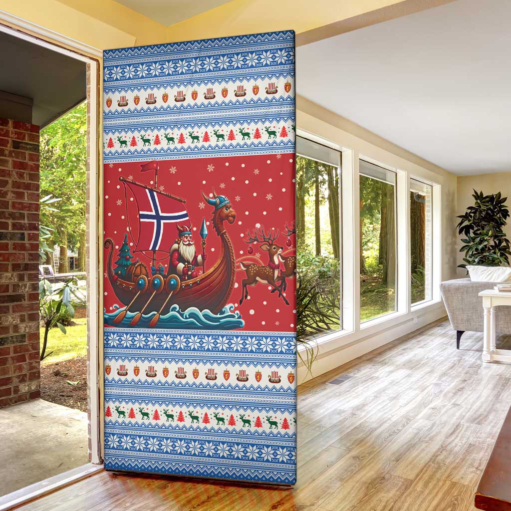 Norway Viking Santa Christmas Door Cover Funny Reindeer Norse Xmas - Wonder Print Shop