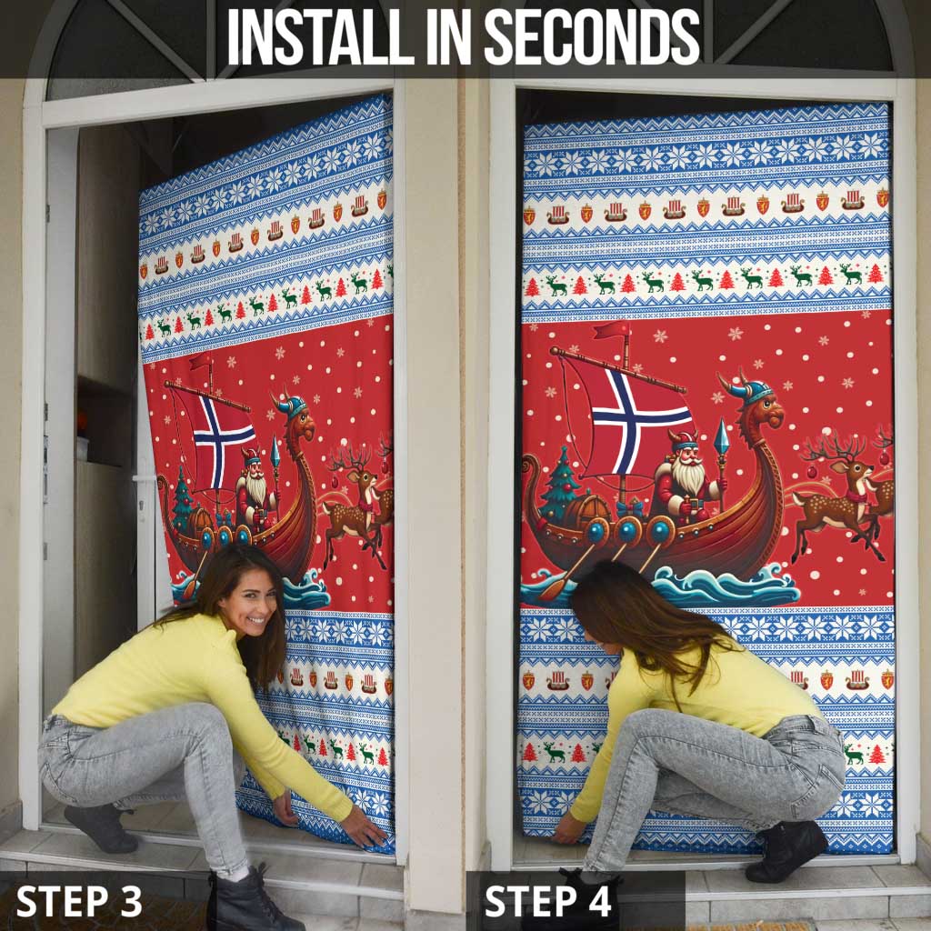 Norway Viking Santa Christmas Door Cover Funny Reindeer Norse Xmas - Wonder Print Shop