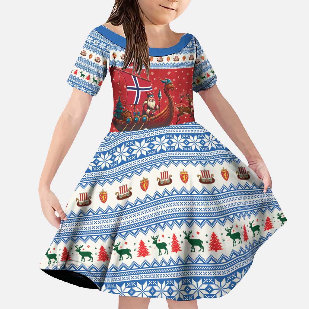Norway Viking Santa Christmas Family Matching Long Sleeve Bodycon Dress and Hawaiian Shirt Funny Reindeer Norse Xmas - Wonder Print Shop