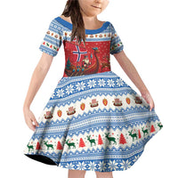 Norway Viking Santa Christmas Family Matching Off Shoulder Short Dress and Hawaiian Shirt Funny Reindeer Norse Xmas - Wonder Print Shop