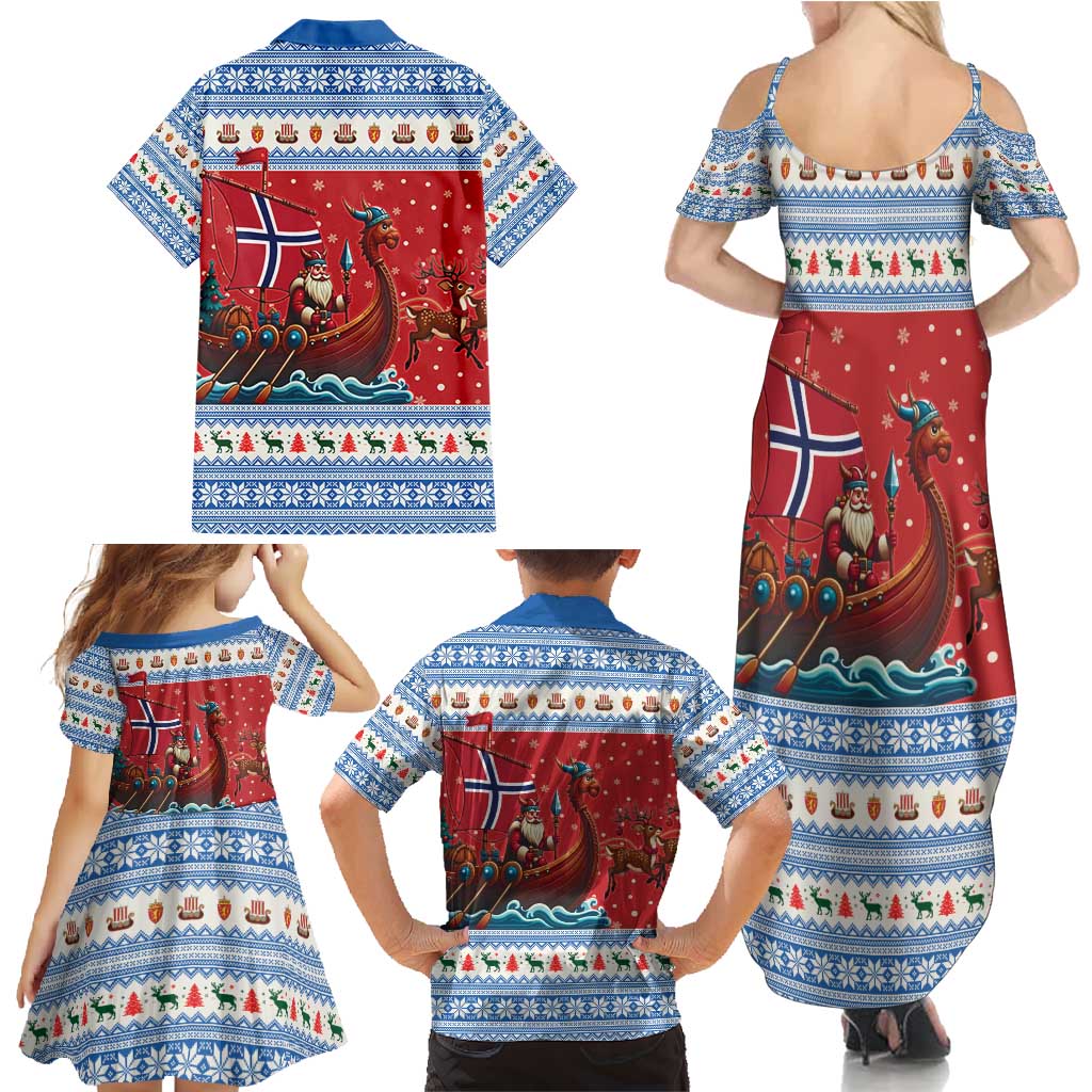 Norway Viking Santa Christmas Family Matching Summer Maxi Dress and Hawaiian Shirt Funny Reindeer Norse Xmas - Wonder Print Shop