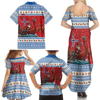 Norway Viking Santa Christmas Family Matching Summer Maxi Dress and Hawaiian Shirt Funny Reindeer Norse Xmas - Wonder Print Shop