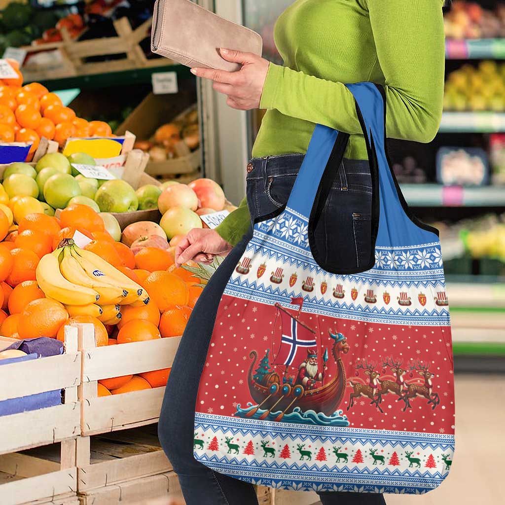 Norway Viking Santa Christmas Grocery Bag Funny Reindeer Norse Xmas - Wonder Print Shop
