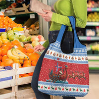Norway Viking Santa Christmas Grocery Bag Funny Reindeer Norse Xmas - Wonder Print Shop