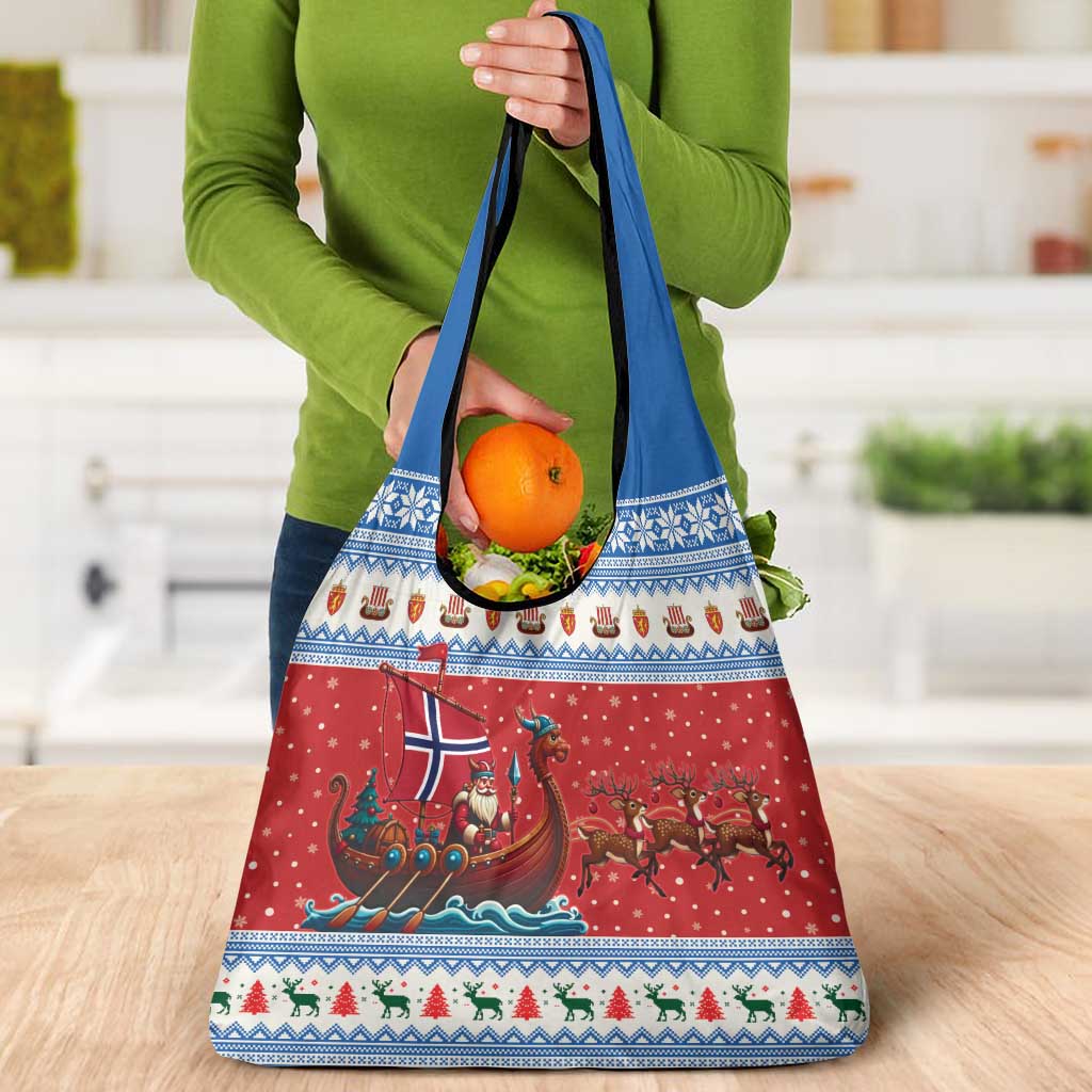 Norway Viking Santa Christmas Grocery Bag Funny Reindeer Norse Xmas - Wonder Print Shop