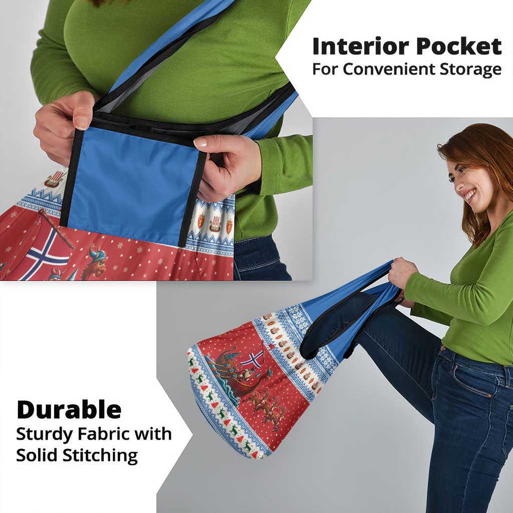 Norway Viking Santa Christmas Grocery Bag Funny Reindeer Norse Xmas - Wonder Print Shop