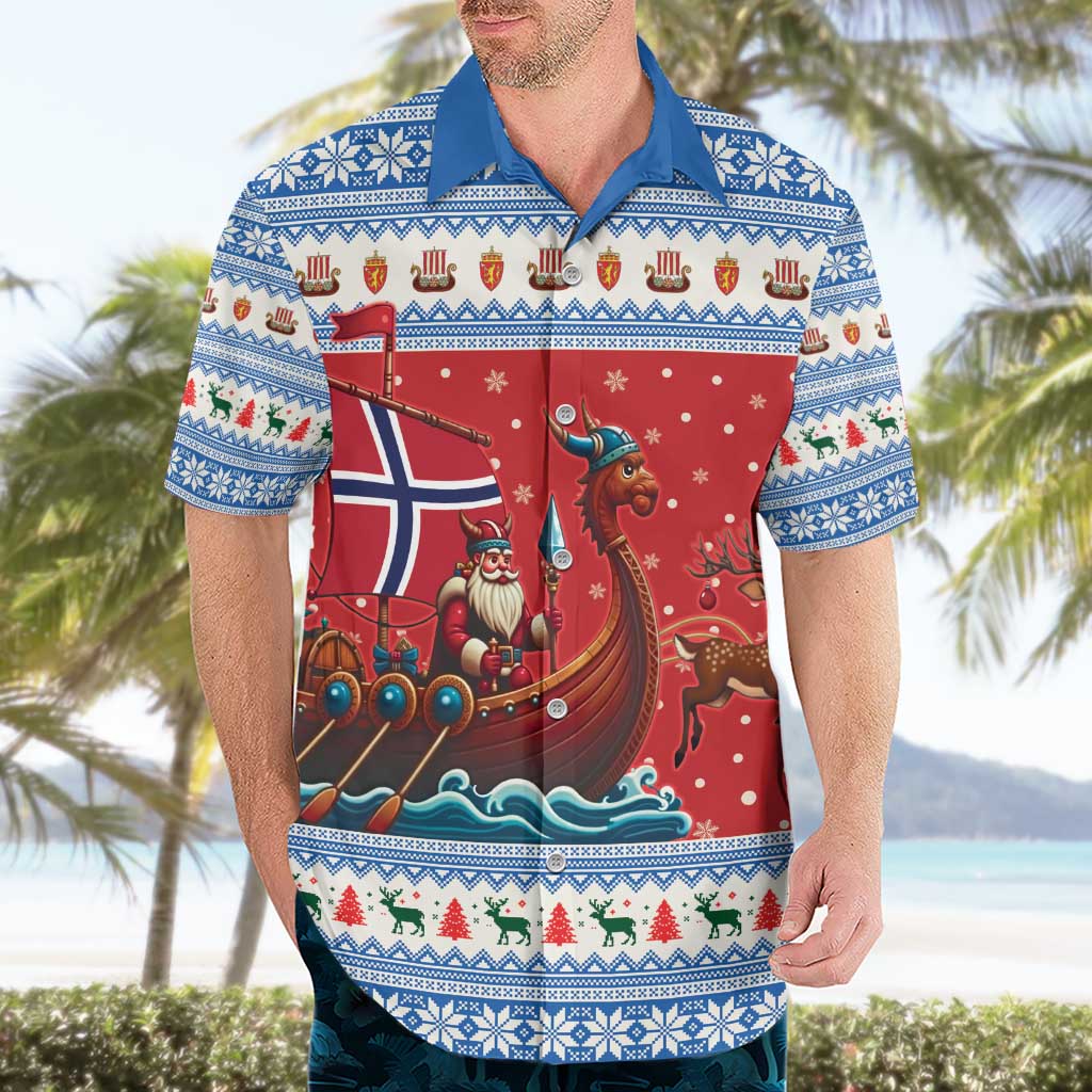 Norway Viking Santa Christmas Hawaiian Shirt Funny Reindeer Norse Xmas - Wonder Print Shop