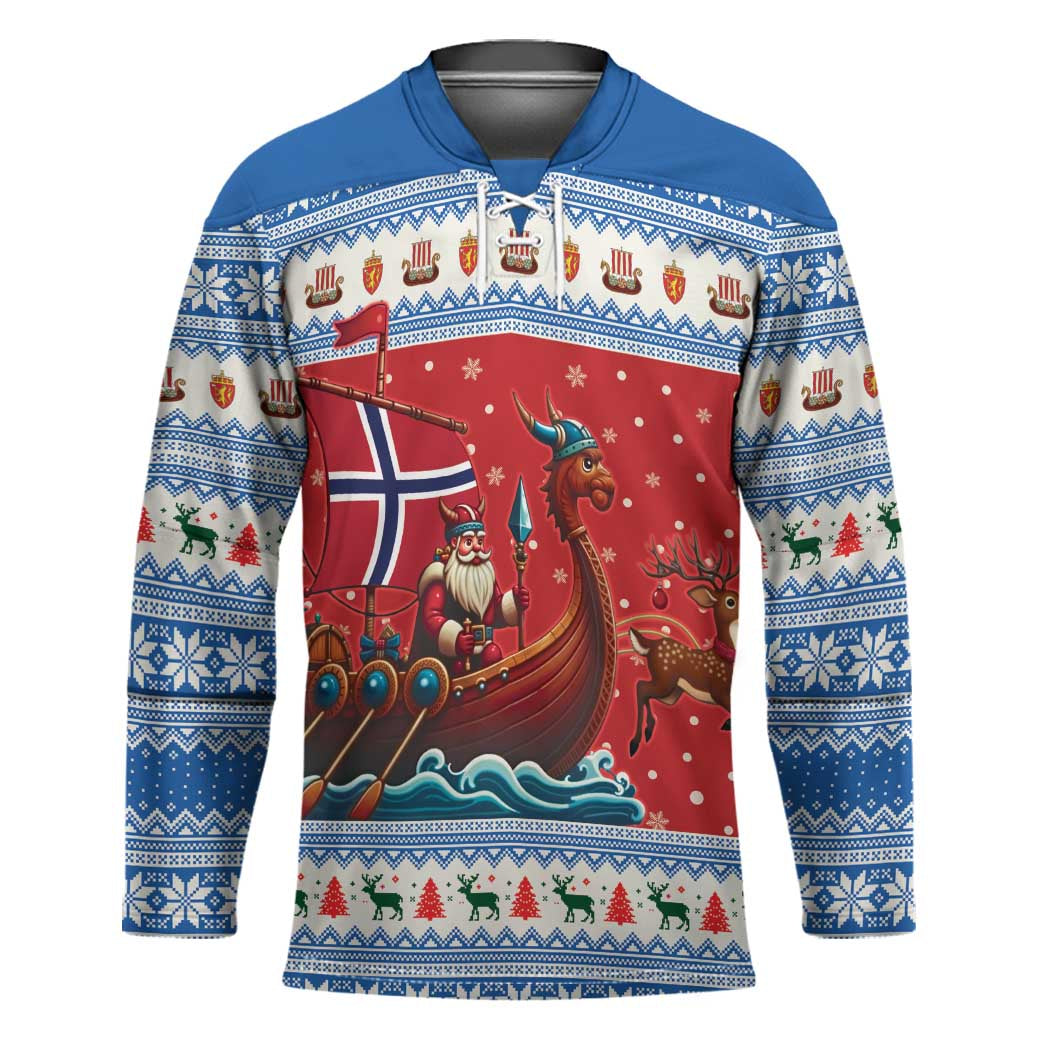 Norway Viking Santa Christmas Hockey Jersey Funny Reindeer Norse Xmas - Wonder Print Shop