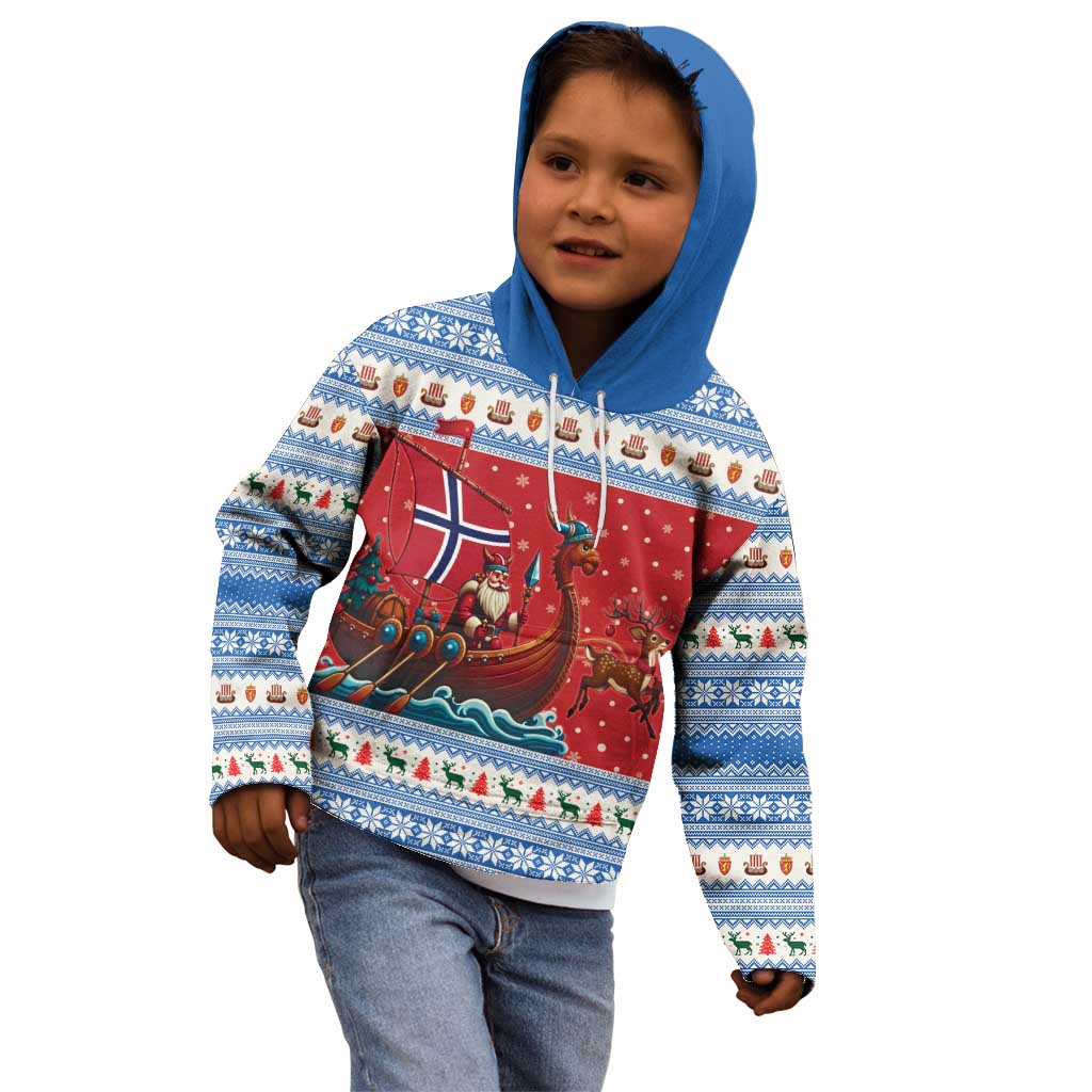 Norway Viking Santa Christmas Kid Hoodie Funny Reindeer Norse Xmas - Wonder Print Shop