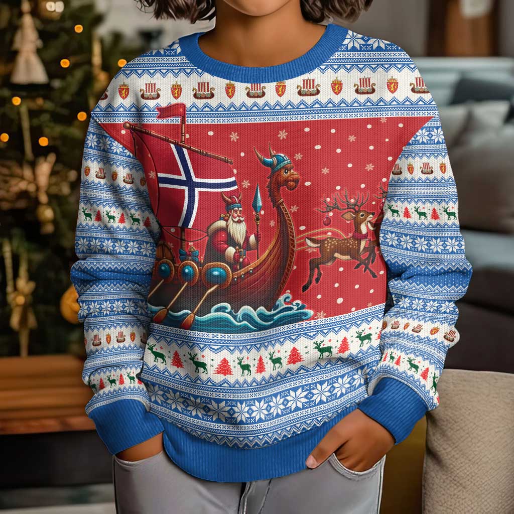 Norway Viking Santa Christmas Kid Ugly Christmas Sweater Funny Reindeer Norse Xmas - Wonder Print Shop