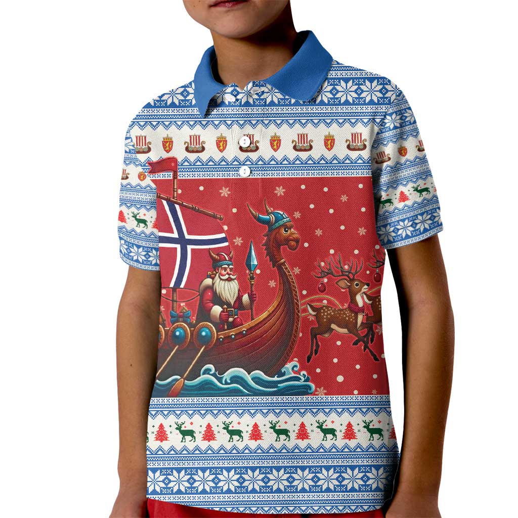 Norway Viking Santa Christmas Kid Polo Shirt Funny Reindeer Norse Xmas - Wonder Print Shop