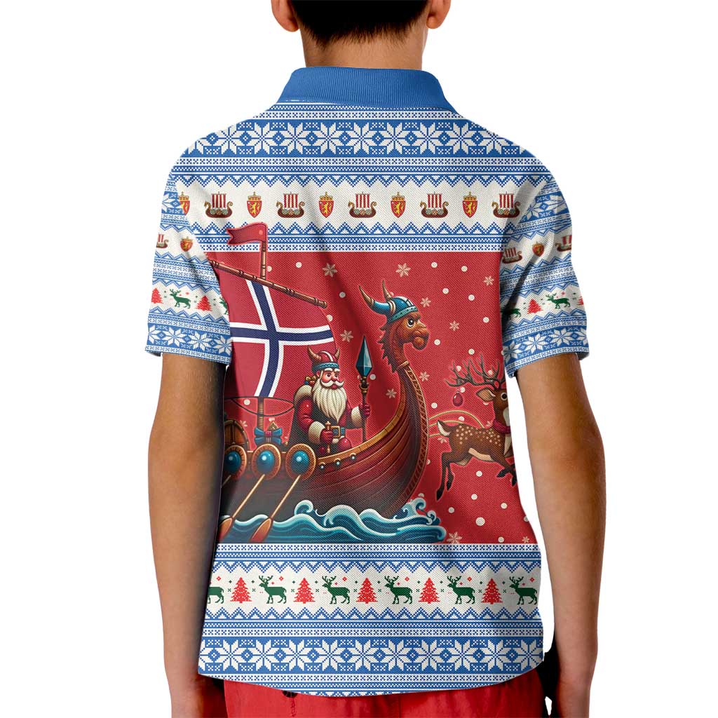 Norway Viking Santa Christmas Kid Polo Shirt Funny Reindeer Norse Xmas - Wonder Print Shop