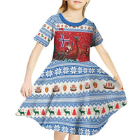 Norway Viking Santa Christmas Kid Short Sleeve Dress Funny Reindeer Norse Xmas - Wonder Print Shop