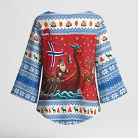 Norway Viking Santa Christmas Kimono Sleeve Blouse Funny Reindeer Norse Xmas - Wonder Print Shop