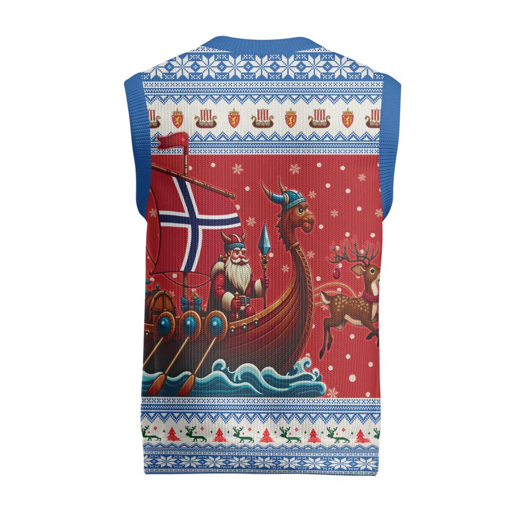 Norway Viking Santa Christmas Knitted V-Neck Vest Funny Reindeer Norse Xmas - Wonder Print Shop