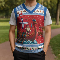 Norway Viking Santa Christmas Knitted V-Neck Vest Funny Reindeer Norse Xmas - Wonder Print Shop