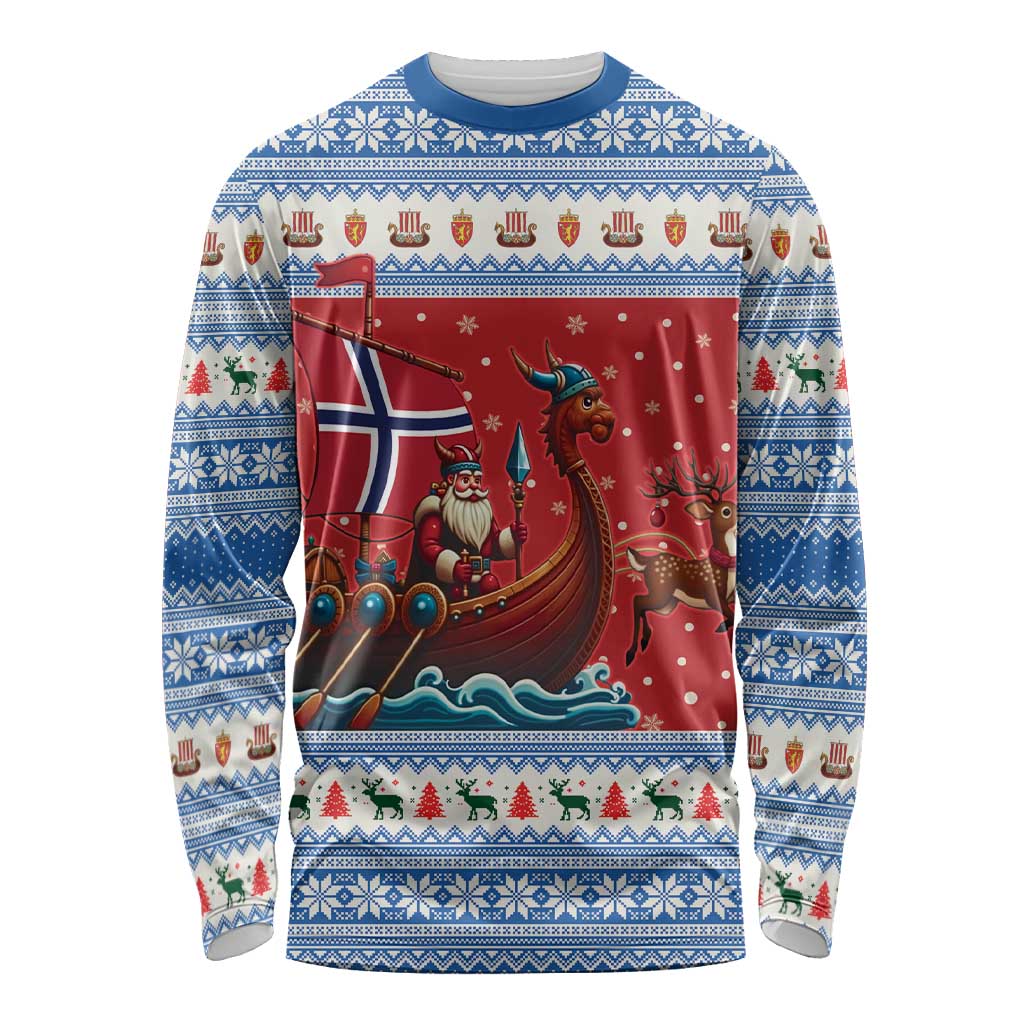 Norway Viking Santa Christmas Long Sleeve Shirt Funny Reindeer Norse Xmas - Wonder Print Shop