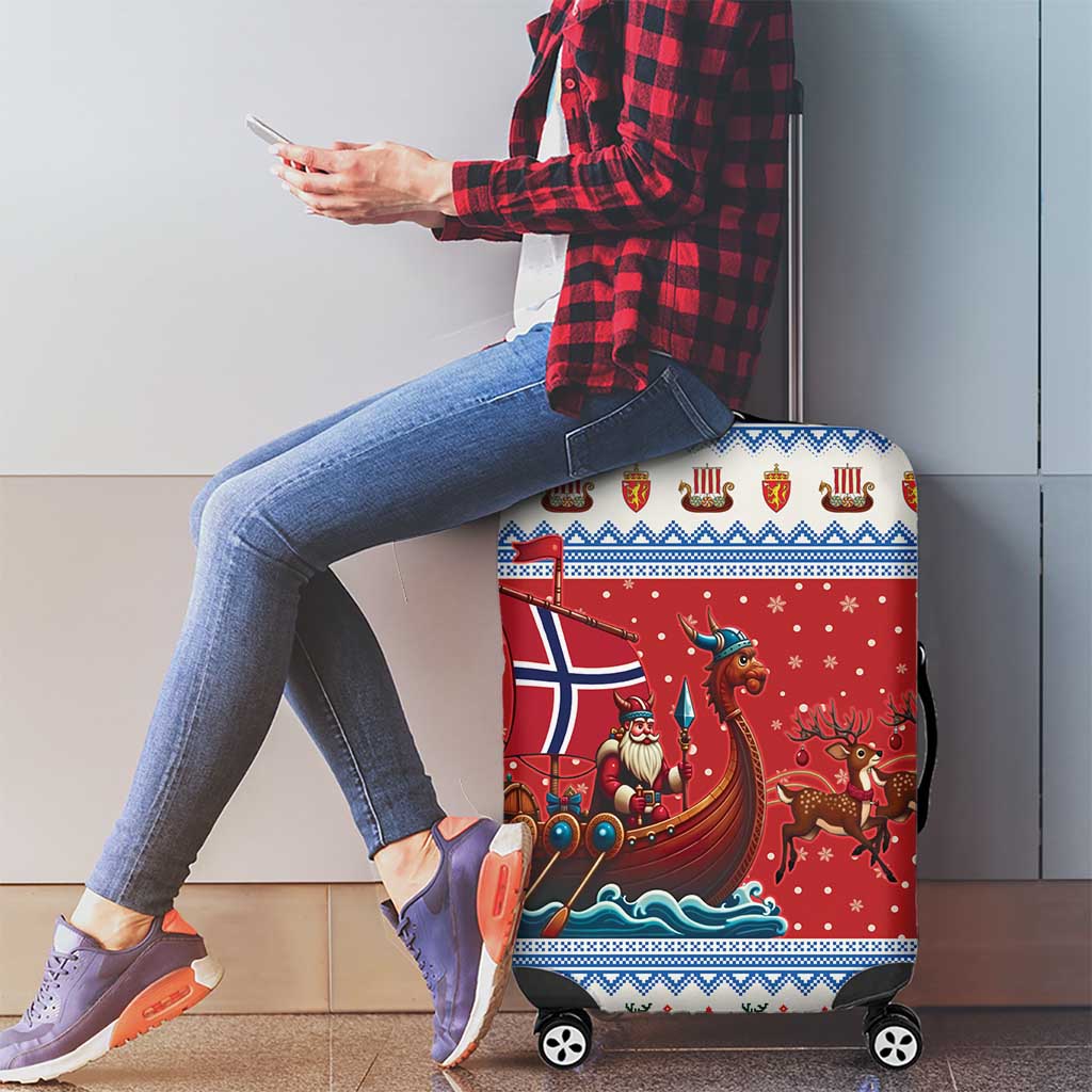 Norway Viking Santa Christmas Luggage Cover Funny Reindeer Norse Xmas - Wonder Print Shop
