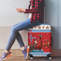 Norway Viking Santa Christmas Luggage Cover Funny Reindeer Norse Xmas - Wonder Print Shop