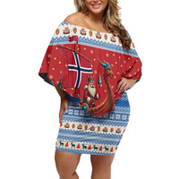 Norway Viking Santa Christmas Off Shoulder Short Dress Funny Reindeer Norse Xmas - Wonder Print Shop
