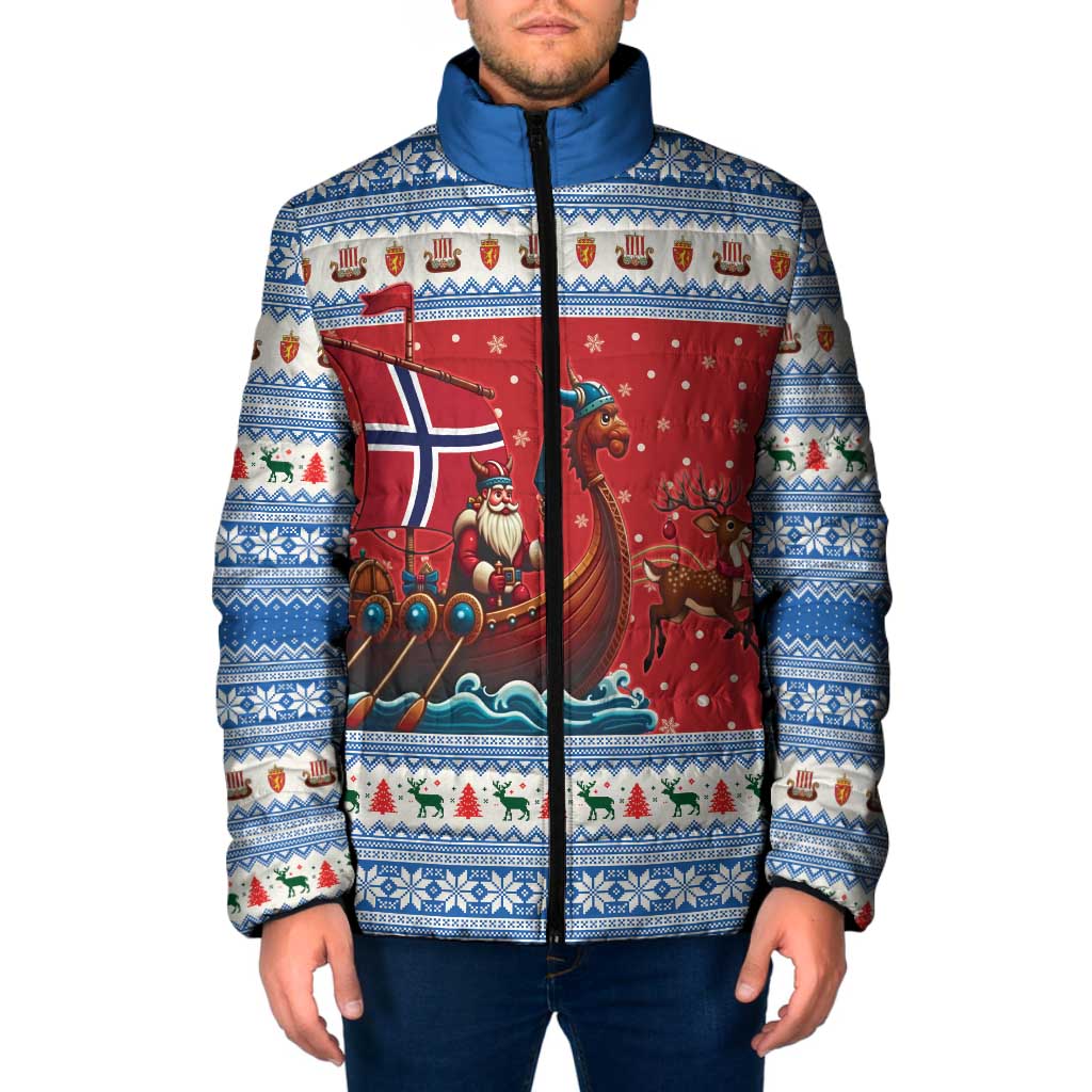 Norway Viking Santa Christmas Padded Jacket Funny Reindeer Norse Xmas - Wonder Print Shop
