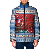 Norway Viking Santa Christmas Padded Jacket Funny Reindeer Norse Xmas - Wonder Print Shop