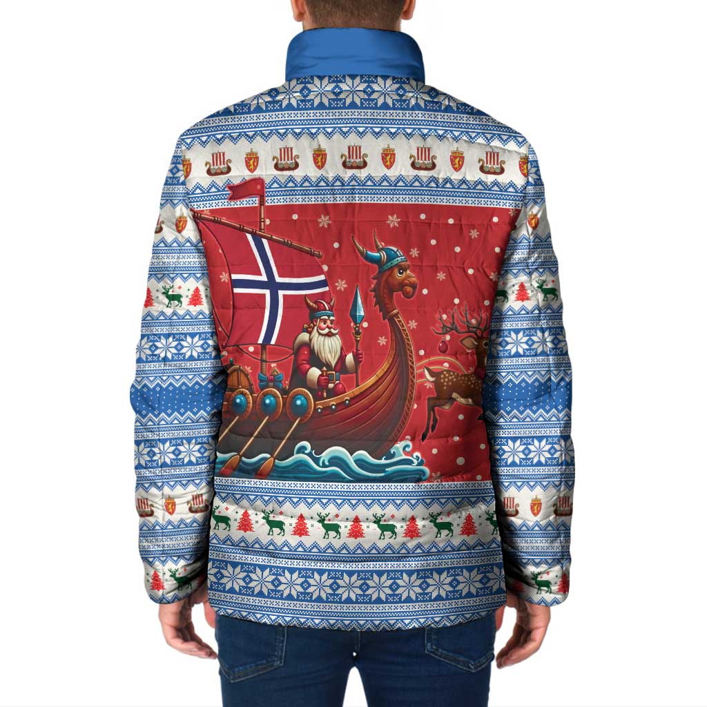 Norway Viking Santa Christmas Padded Jacket Funny Reindeer Norse Xmas - Wonder Print Shop